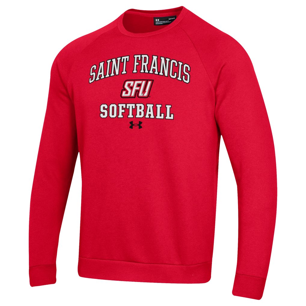 Saint Francis Red Flash Under Armour All Day Arch Softball Fleece Raglan Pullover Sweatshirt - Red