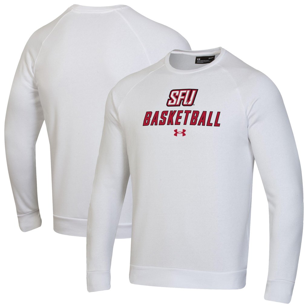  Saint Francis Red Flash Under Armour Raglan Basketball Rival Fleece Pullover Sweatshirt - White