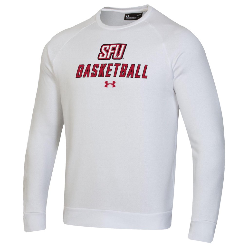  Saint Francis Red Flash Under Armour Raglan Basketball Rival Fleece Pullover Sweatshirt - White