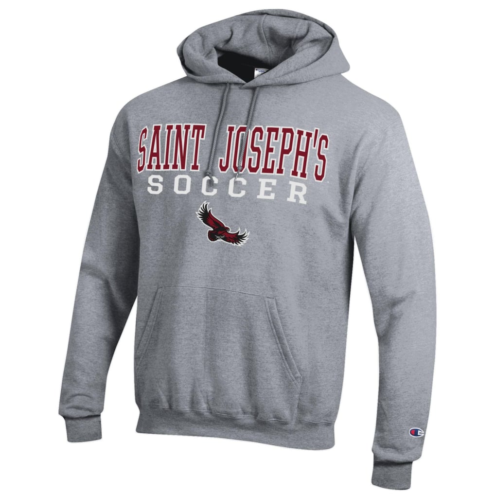 Saint Joseph's Hawks Champion Soccer Stack Logo Powerblend Pullover Hoodie - Heather Gray