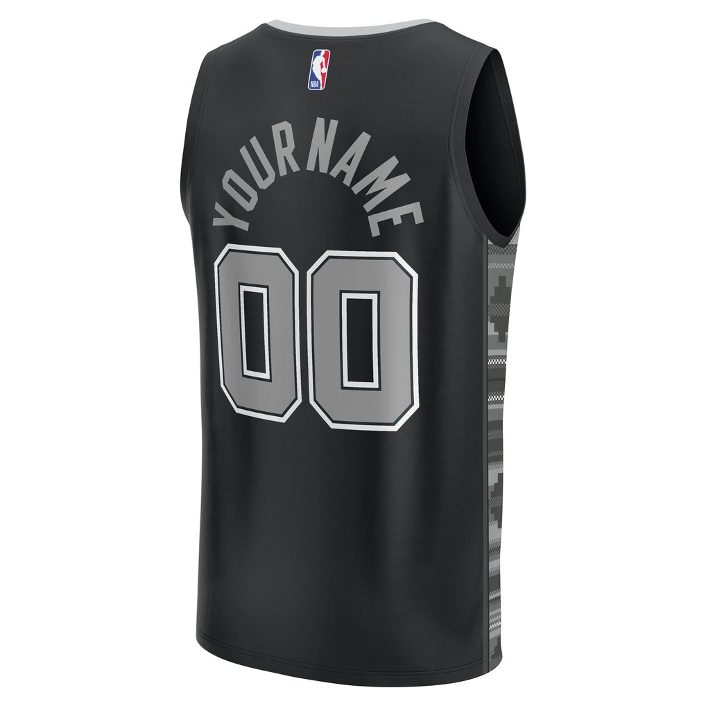  San Antonio Spurs Fanatics  Fast Break Custom Replica Jersey - Black - Statement Edition