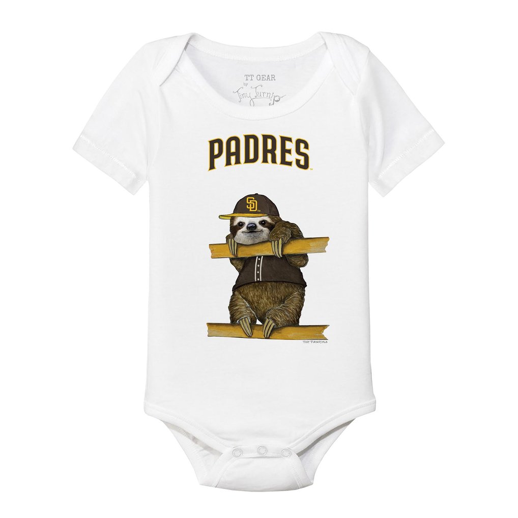 San Diego Padres Tiny Turnip Infant Sloth Bodysuit - White