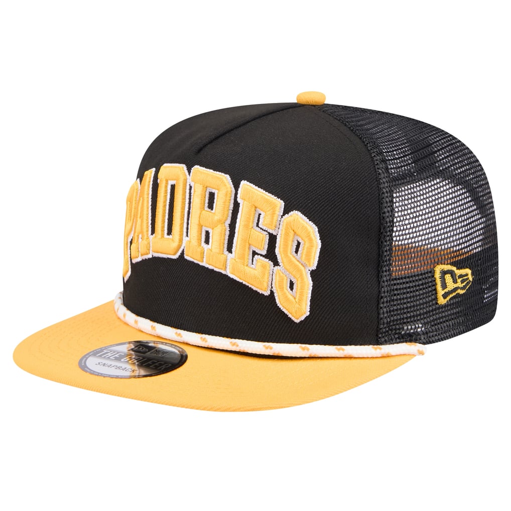 San Diego Padres New Era Throwback Meshback Golfer Hat - Black