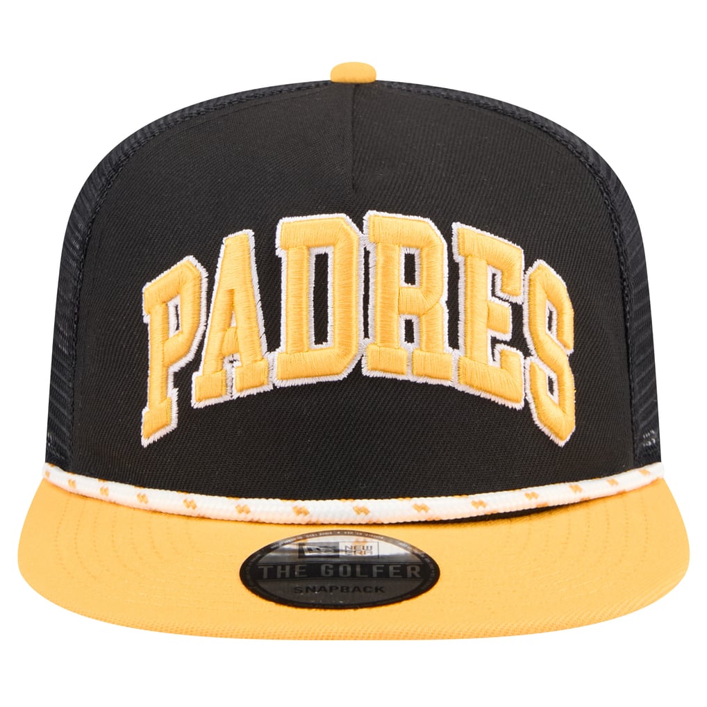 San Diego Padres New Era Throwback Meshback Golfer Hat - Black