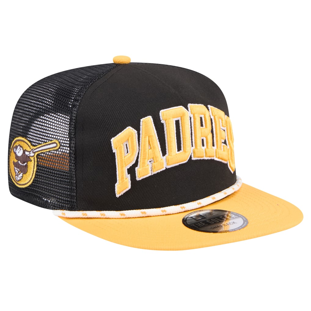 San Diego Padres New Era Throwback Meshback Golfer Hat - Black