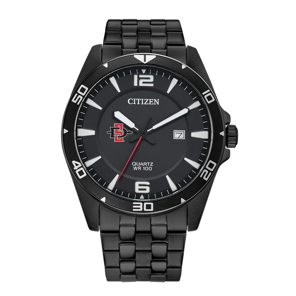 San Diego State Aztecs Citizen Quartz Black-Tone Stainless Steel Watch