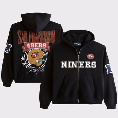San Francisco 49ers Abercrombie & Fitch  Fleece Full-Zip Hoodie - Black