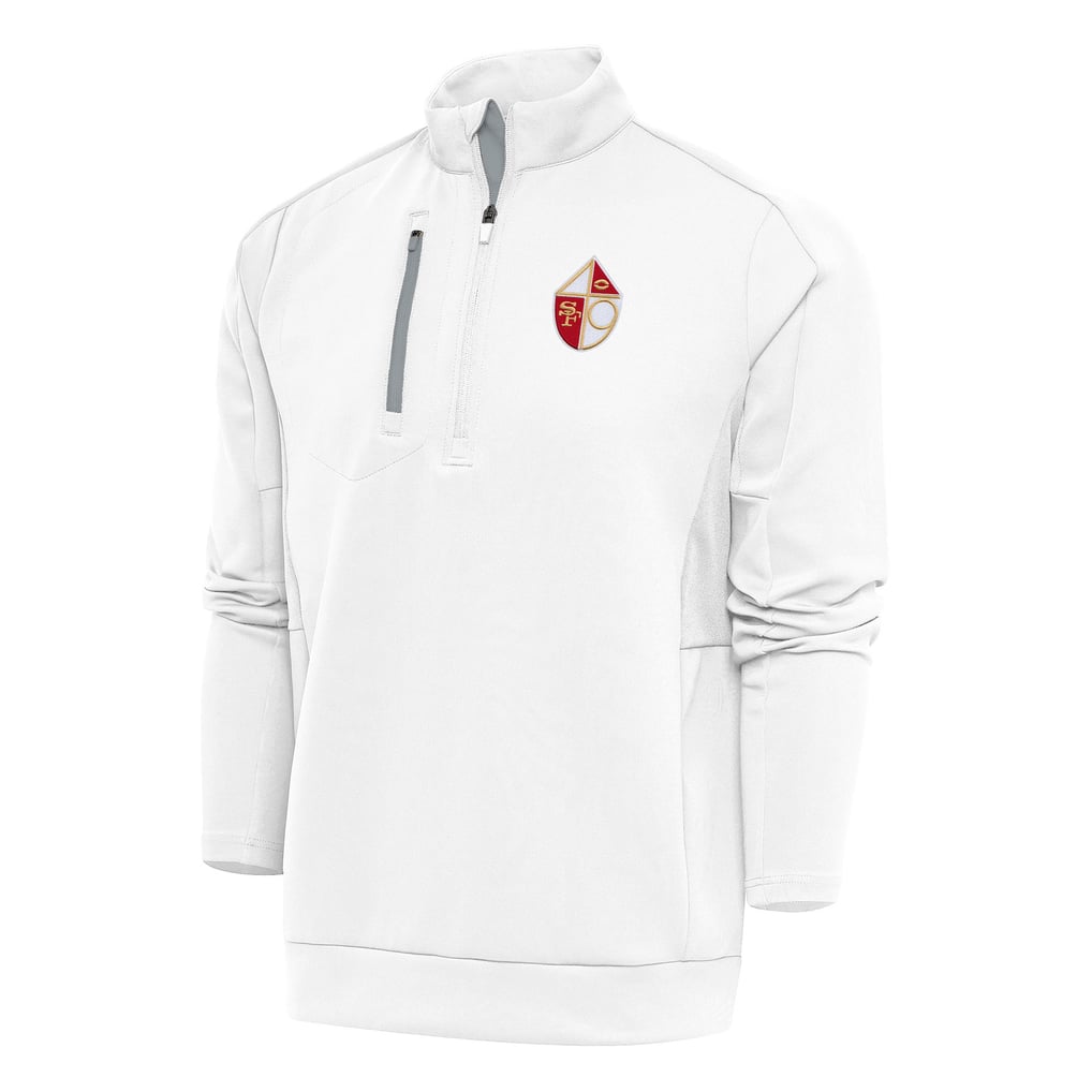 San Francisco 49ers Antigua Team Logo Throwback Generation Quarter-Zip Pullover Top - White