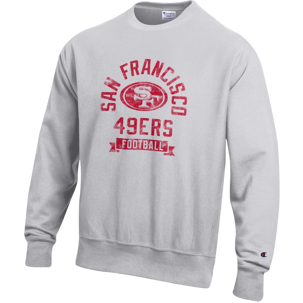  San Francisco 49ers Champion Reverse Weave Fleece Pullover Sweatshirt - Heather Gray