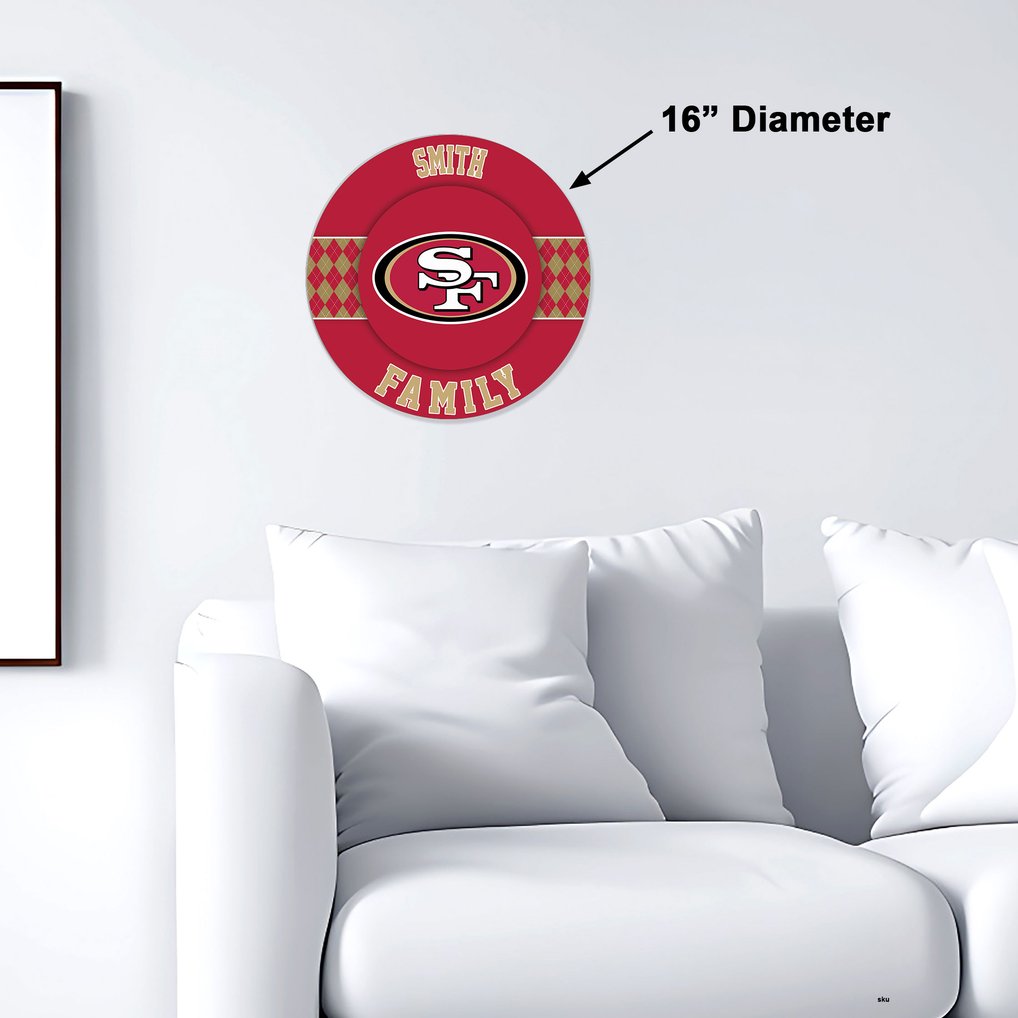 San Francisco 49ers 16" Personalized Circle Wall Art