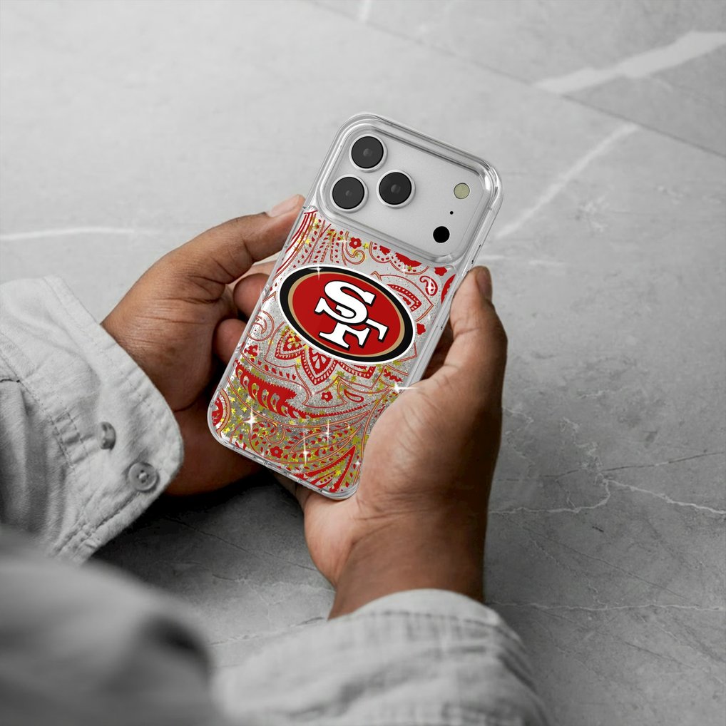 San Francisco 49ers iPhone Paisley Design Glitter Case