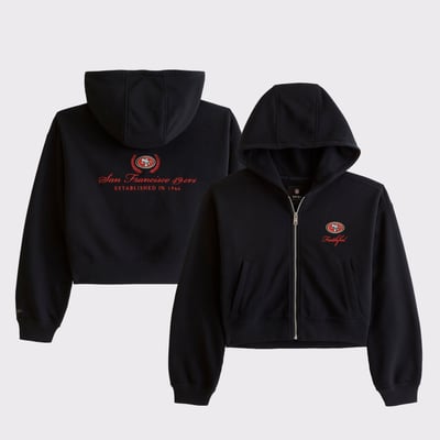San Francisco 49ers Abercrombie & Fitch Women's YPB On The Go 6AM Full-Zip Hoodie - Black