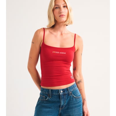San Francisco 49ers Abercrombie & Fitch Women's Bra-Free Seamless Fabric 90s Cami Top - Scarlet