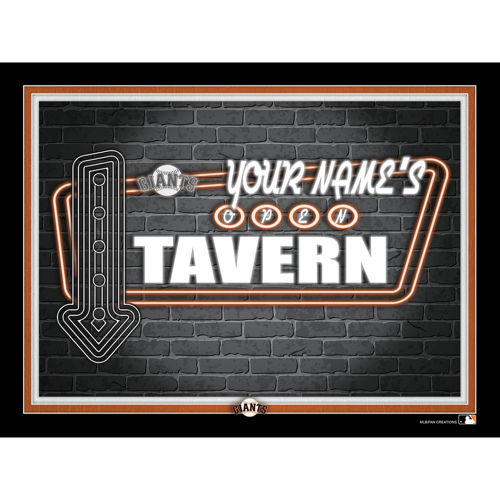 San Francisco Giants 12'' x 16'' Personalized Framed Neon Tavern Print - Black