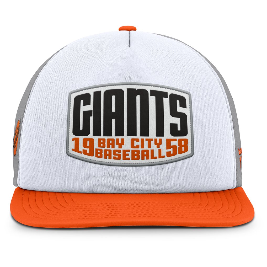 San Francisco Giants Fanatics Cranked Foam Front Patch Trucker Adjustable Hat - Gray/White
