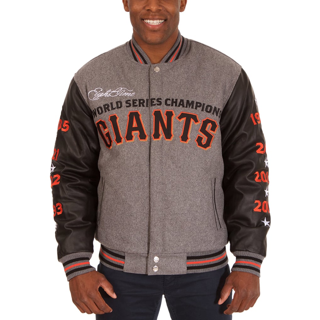 San Francisco Giants JH Design MLB Reversible Commemorative Melton Jacket - Heathered Gray