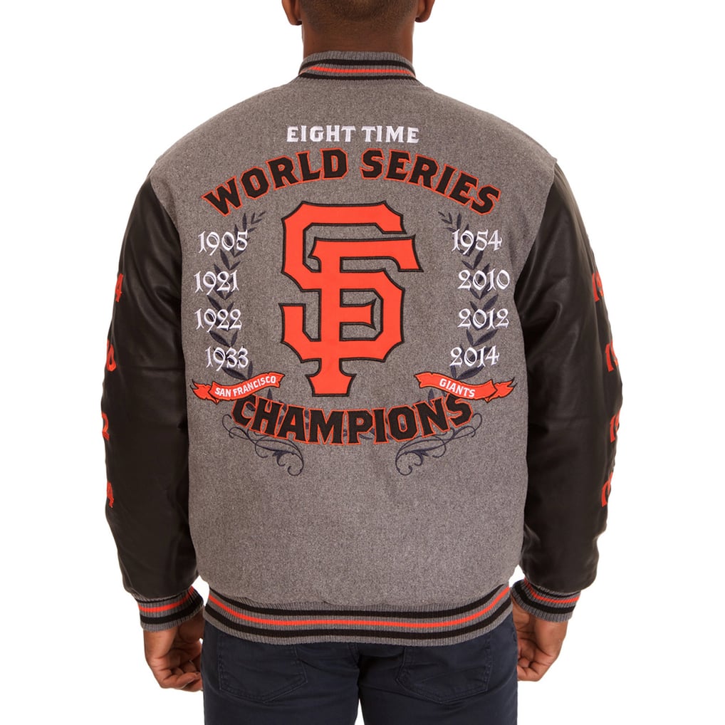 San Francisco Giants JH Design MLB Reversible Commemorative Melton Jacket - Heathered Gray