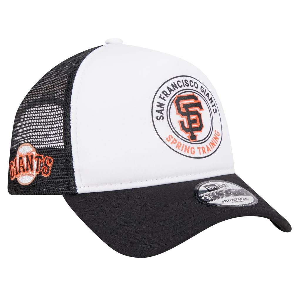 San Francisco Giants New Era Spring Training Circle Foam A-Frame 9FORTY Trucker Adjustable Hat - White/Black