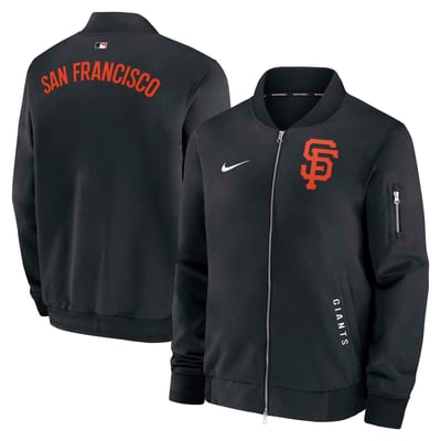 San Francisco Giants Nike Authentic Collection Dugout Relaxed Full-Zip Bomber Jacket - Black