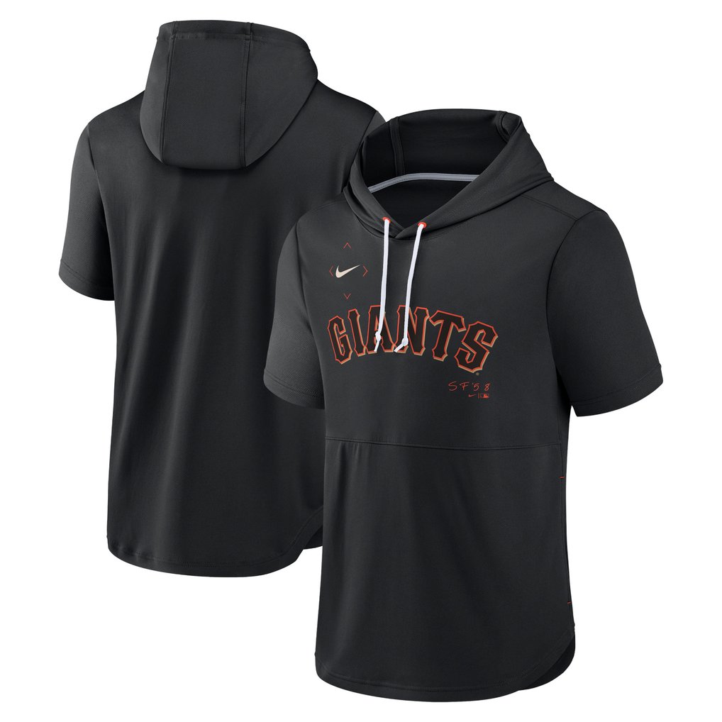 San Francisco Giants Nike Springer Short Sleeve Team Pullover Hoodie - Black