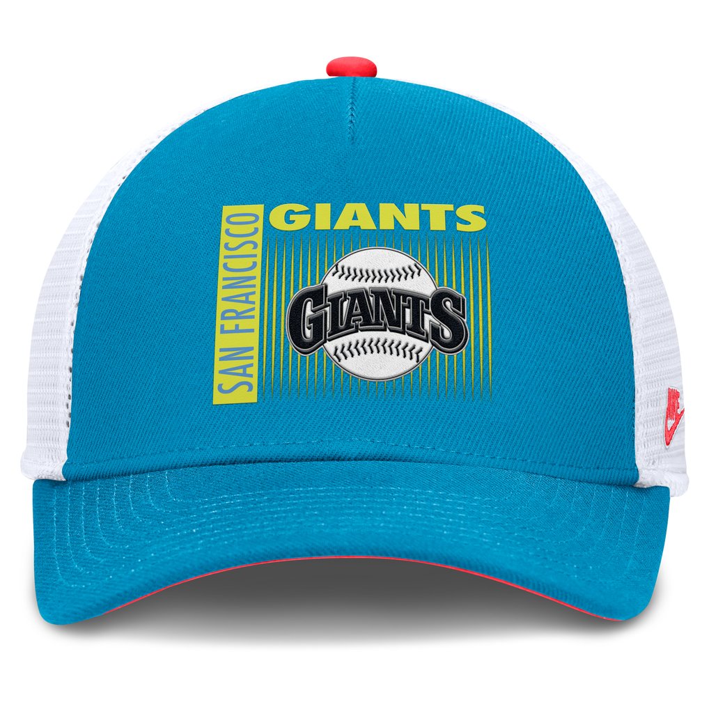San Francisco Giants Nike Neon 90s Rise Structured Performance Adjustable Trucker Hat - Blue