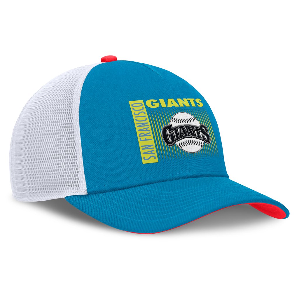 San Francisco Giants Nike Neon 90s Rise Structured Performance Adjustable Trucker Hat - Blue