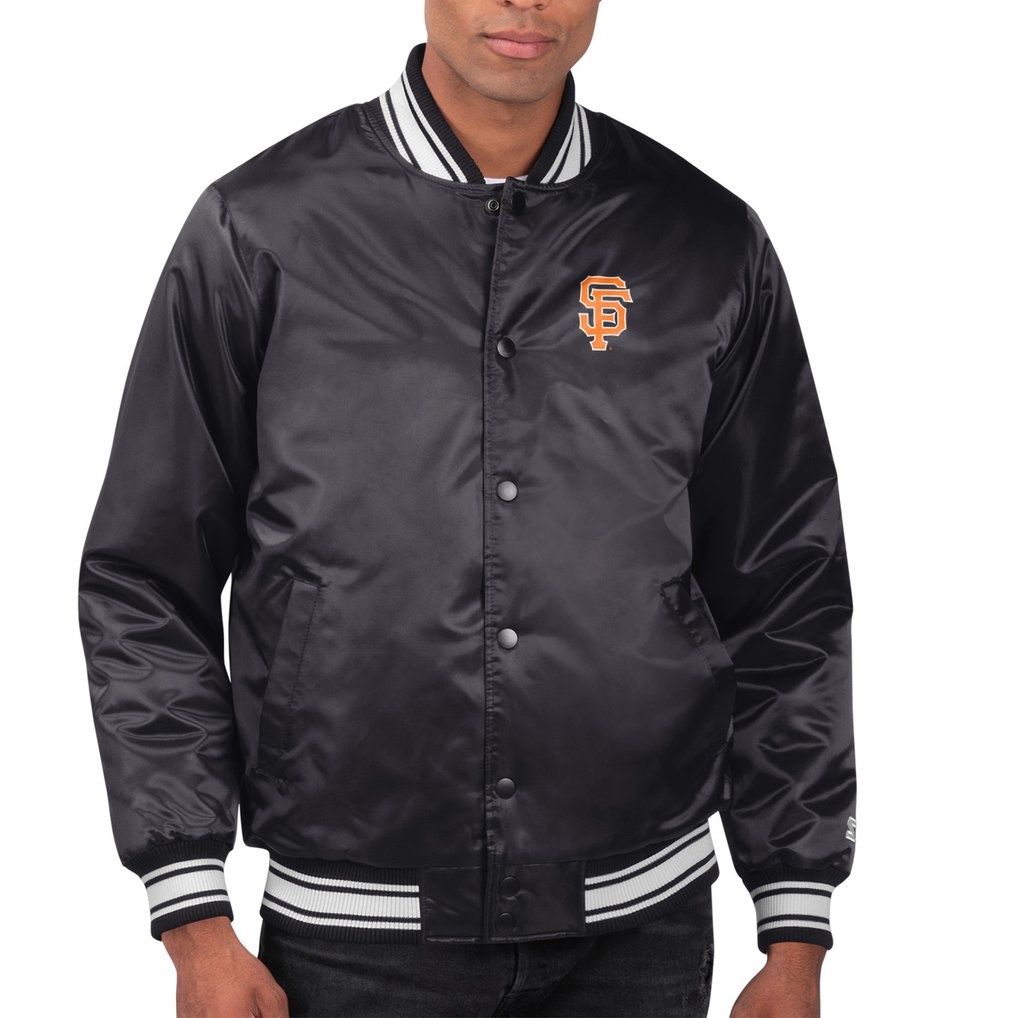 San Francisco Giants Starter Printed Team Logo Satin Varsity Full-Snap Jacket - Black