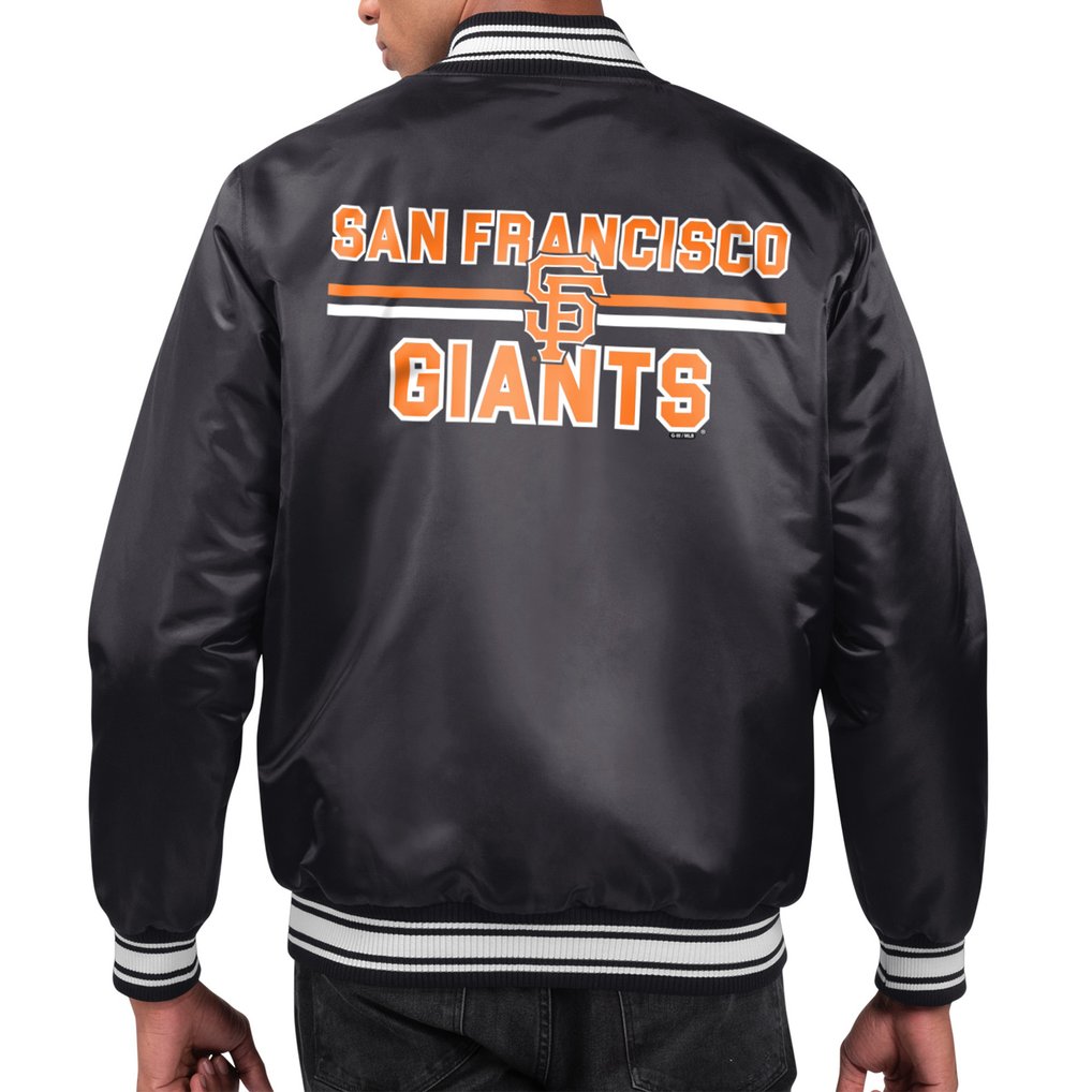 San Francisco Giants Starter Printed Team Logo Satin Varsity Full-Snap Jacket - Black