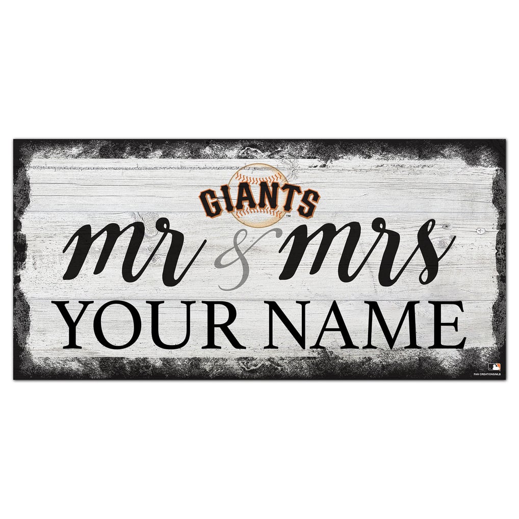 San Francisco Giants 6" x 12" Personalized Mr. & Mrs. Script Sign