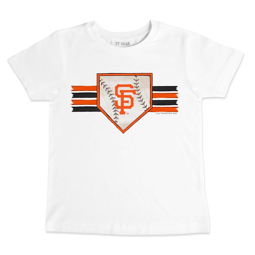 San Francisco Giants Tiny Turnip Toddler Base Stripe T-Shirt - White