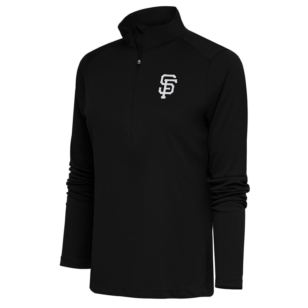  San Francisco Giants Antigua Women's Brushed Metallic Tribute Half-Zip Pullover Top - Black