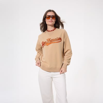  San Francisco Giants Terez Women's Cloud Embossed Sweatshirt - Brown