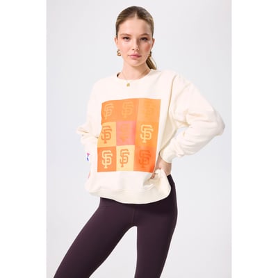 San Francisco Giants Terez Women's Technicolor  Oversized Pullover Sweatshirt - Cream