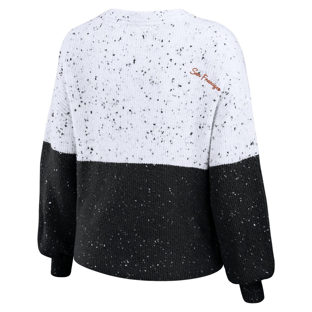 San Francisco Giants WEAR by Erin Andrews Women's Color Block Script Pullover Sweater - White/Black