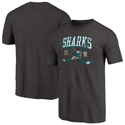 San Jose Sharks Vintage Collection Line Shift Tri-Blend T-Shirt - Black