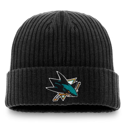 San Jose Sharks Fanatics Core Primary Logo Cuffed Knit Hat - Black
