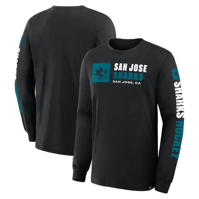 San Jose Sharks Fanatics Goal Crease Legacy Long Sleeve T-Shirt - Black