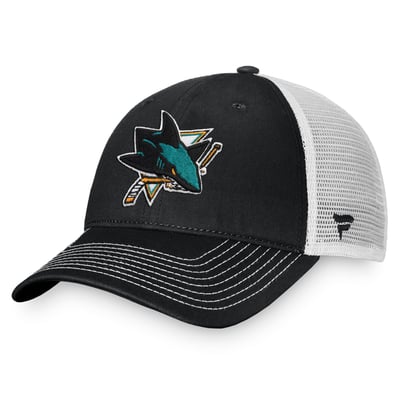 San Jose Sharks Fanatics Core Primary Logo Trucker Adjustable Hat - Black/White
