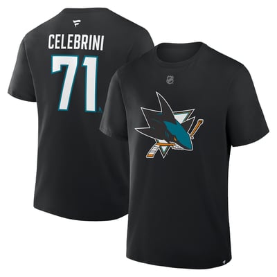 Macklin Celebrini San Jose Sharks Fanatics Authentic Stack Name & Number T-Shirt - Black