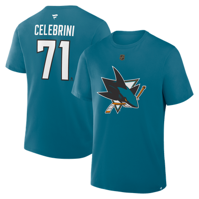 Macklin Celebrini San Jose Sharks Fanatics Authentic Stack Name & Number T-Shirt - Teal