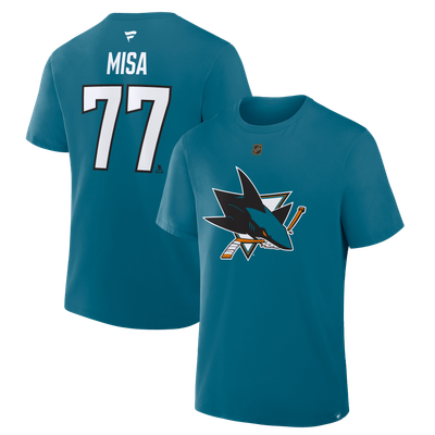 Michael Misa San Jose Sharks Fanatics Authentic Stack Name & Number T-Shirt - Teal