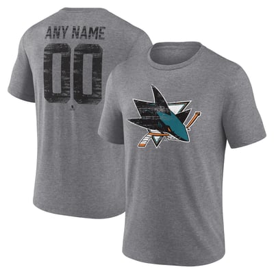 San Jose Sharks Heritage Custom Tri-Blend T-Shirt - Gray