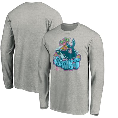 San Jose Sharks Graffiti Shark Long Sleeve T-Shirt - Heather Gray