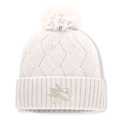 San Jose Sharks Fanatics Women's Level Up Cuffed Knit Hat with Pom - Cream