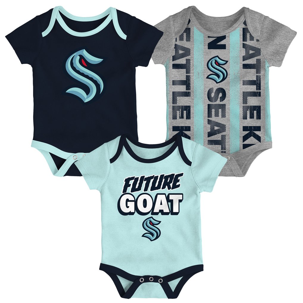 Seattle Kraken Infant Loyal Buddies Three-Pack Bodysuit Set