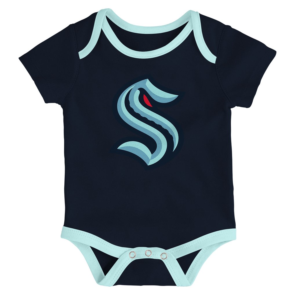 Seattle Kraken Infant Loyal Buddies Three-Pack Bodysuit Set