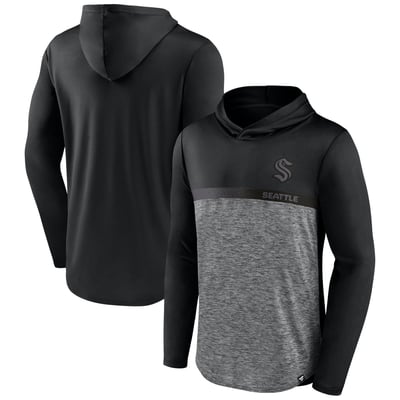 Seattle Kraken Fanatics Iconic Defender Pullover Hoodie - Black/Heather Charcoal