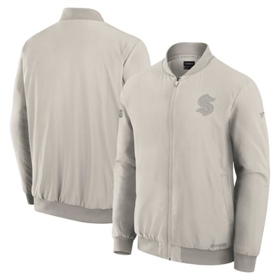 Seattle Kraken Fanatics Authentic Pro Road Full-Zip Bomber Jacket - Cream