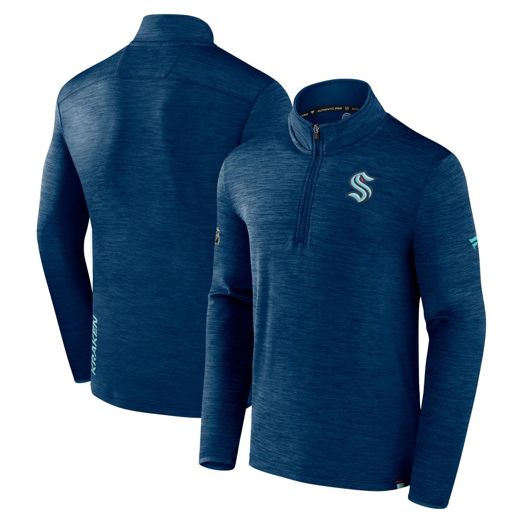  Seattle Kraken Fanatics Authentic Pro Quarter-Zip Pullover Top - Deep Sea Blue
