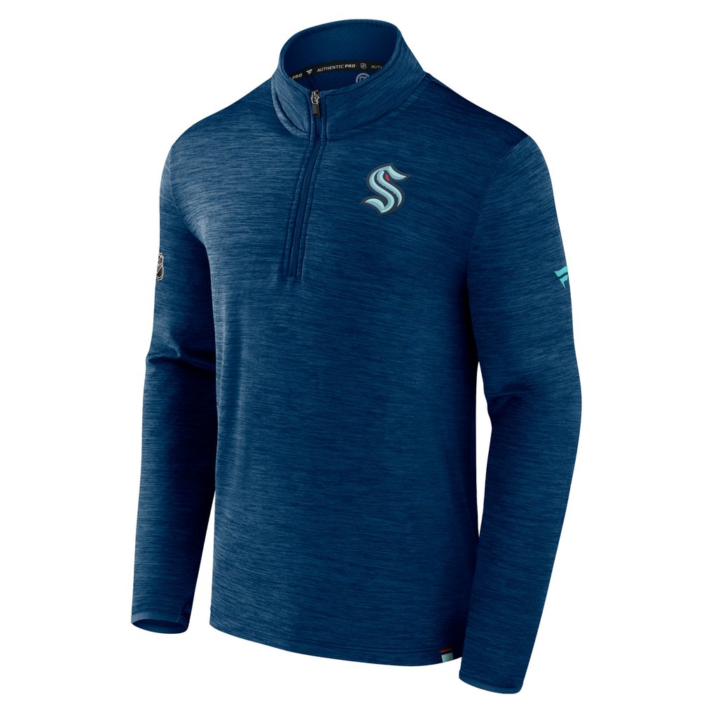  Seattle Kraken Fanatics Authentic Pro Quarter-Zip Pullover Top - Deep Sea Blue